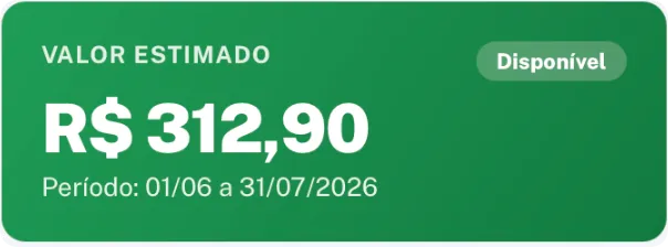Valor estimado da devolução e dados de recebimento